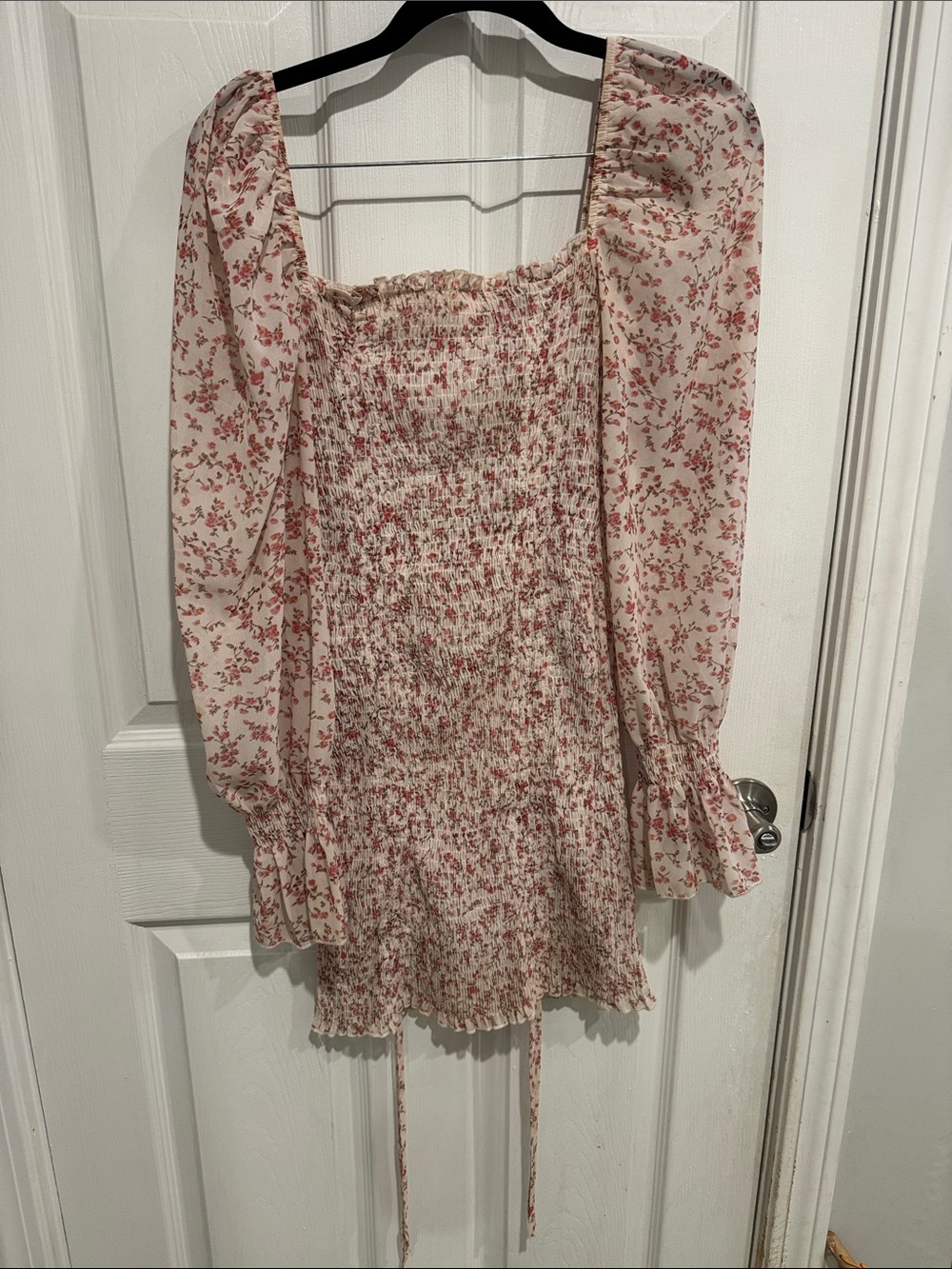 Reverse Cream Mini Dress with Pink Floral Print